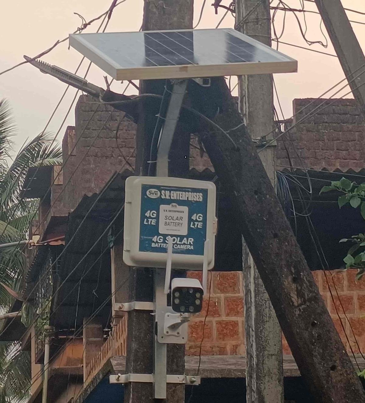4G solar CCTV camera installed on pole